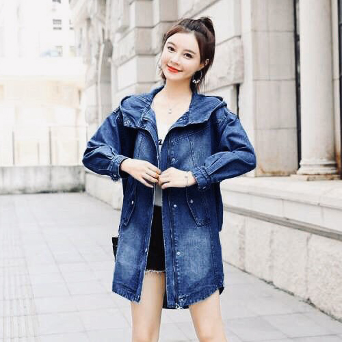 ÁO KHOÁC JEAN FORM DÀI NÓN CÁCH ĐIỆU - NJ3803